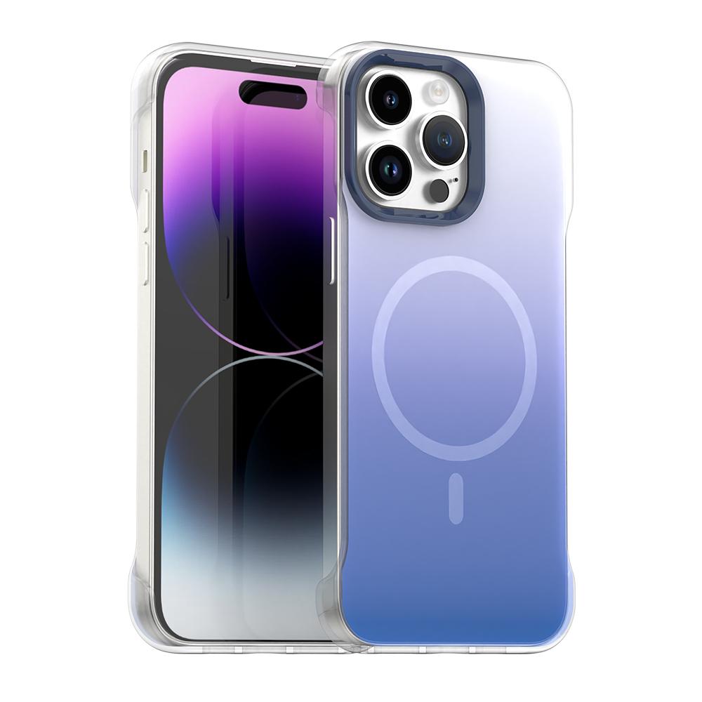For iPhone 14 Pro Max Borderless Series Magnetic MagSafe Gradient Color Phone Case(Blue) - Shopkiz.com