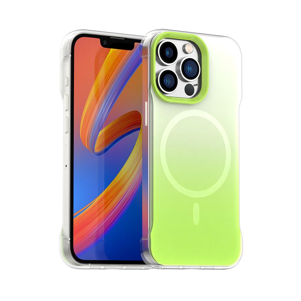 For iPhone 12 Pro Borderless Series Magnetic MagSafe Gradient Color Phone Case(Green) - Shopkiz.com