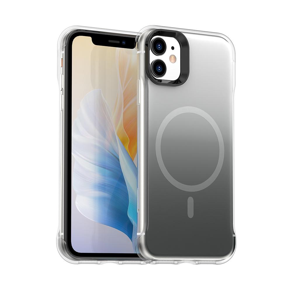 For iPhone 11 Borderless Series Magnetic MagSafe Gradient Color Phone Case(Black) - Shopkiz.com