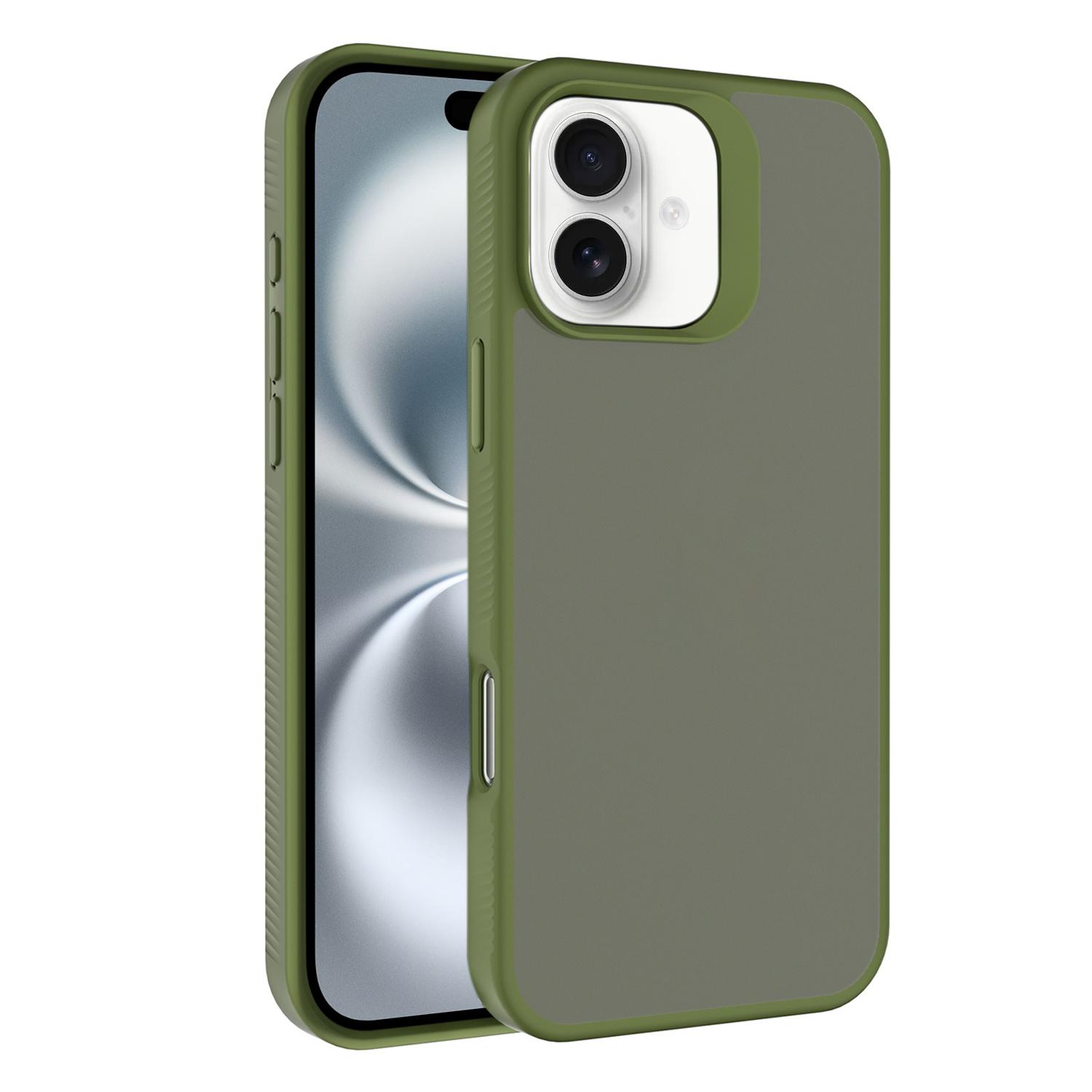 For iPhone 16 Kalebol Frosted PC Hybrid TPU Phone Case(Deep Green) - Shopkiz.com