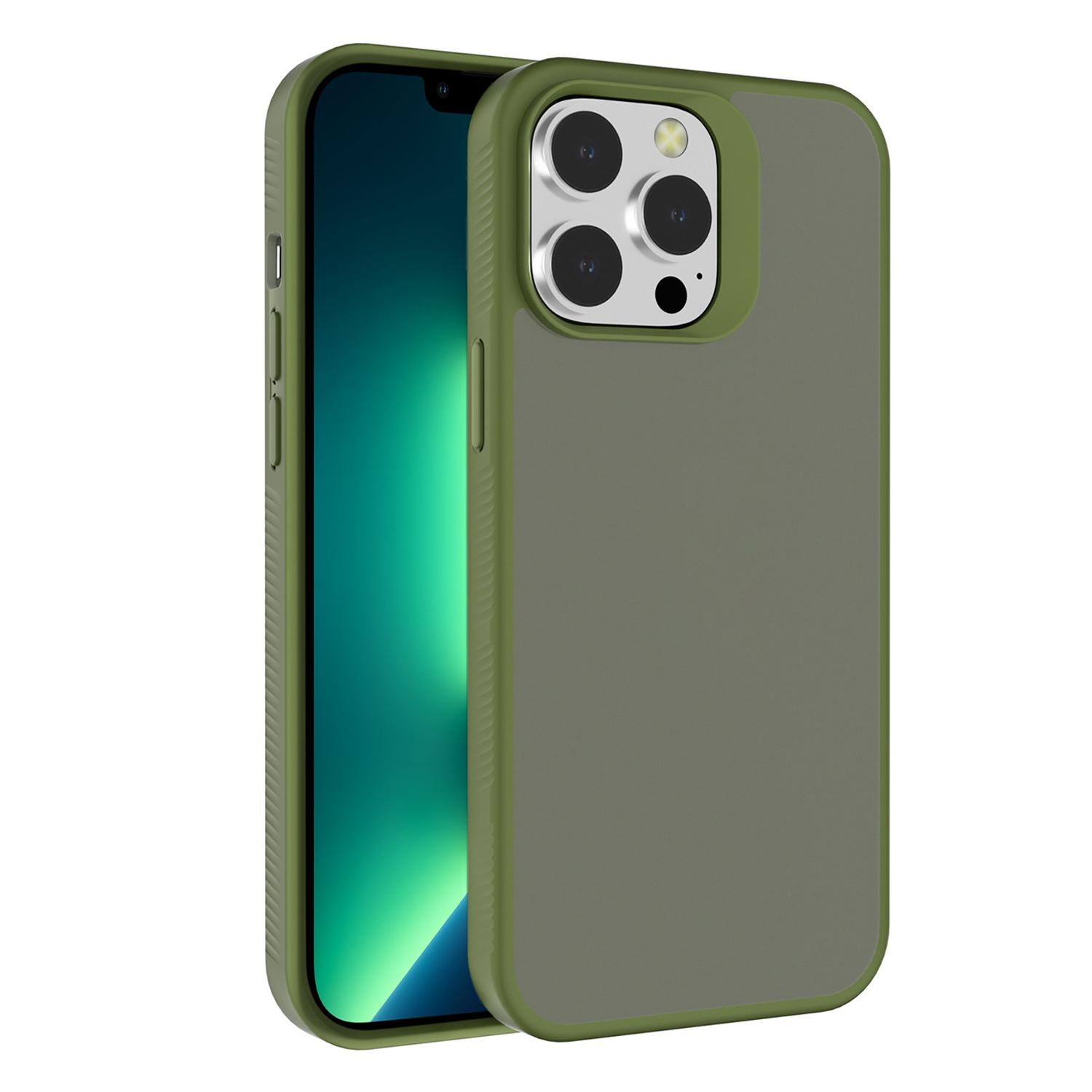 For iPhone 13 Pro Kalebol Frosted PC Hybrid TPU Phone Case(Deep Green) - Shopkiz.com