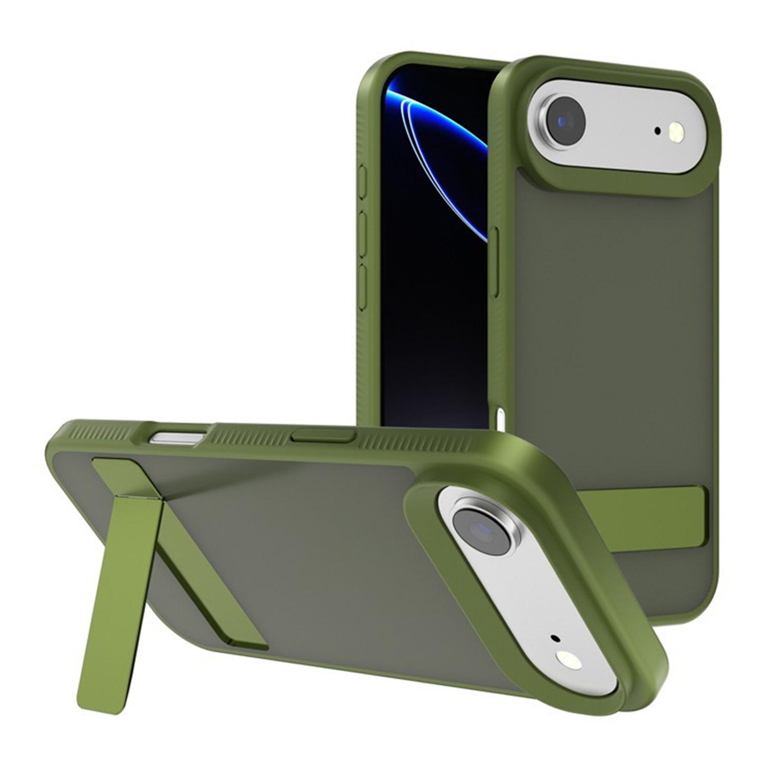 For iPhone Air Kalebol Frosted Holder PC Hybrid TPU Phone Case(Deep Green) - Shopkiz.com