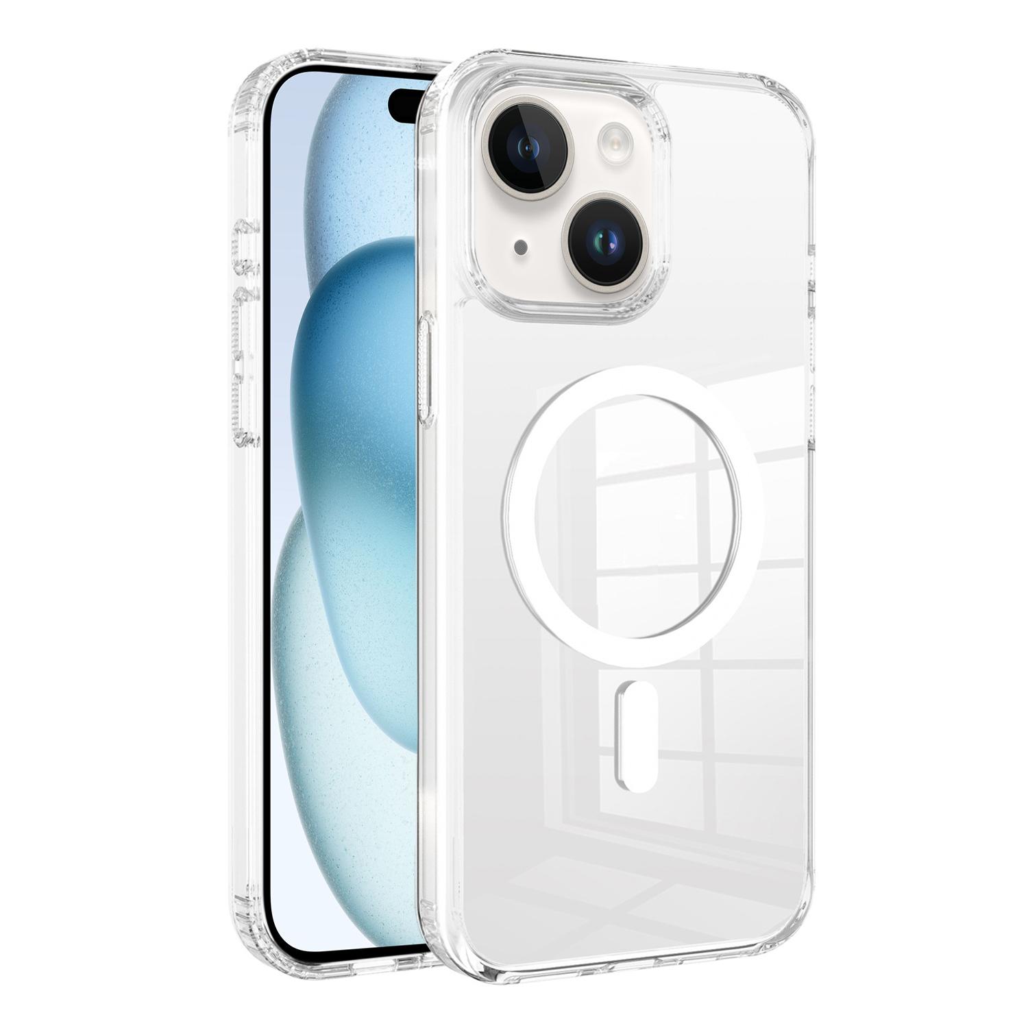 For iPhone 15 Plus Kalebol Clear Space MagSafe TPU Phone Case(Transparent) - Shopkiz.com