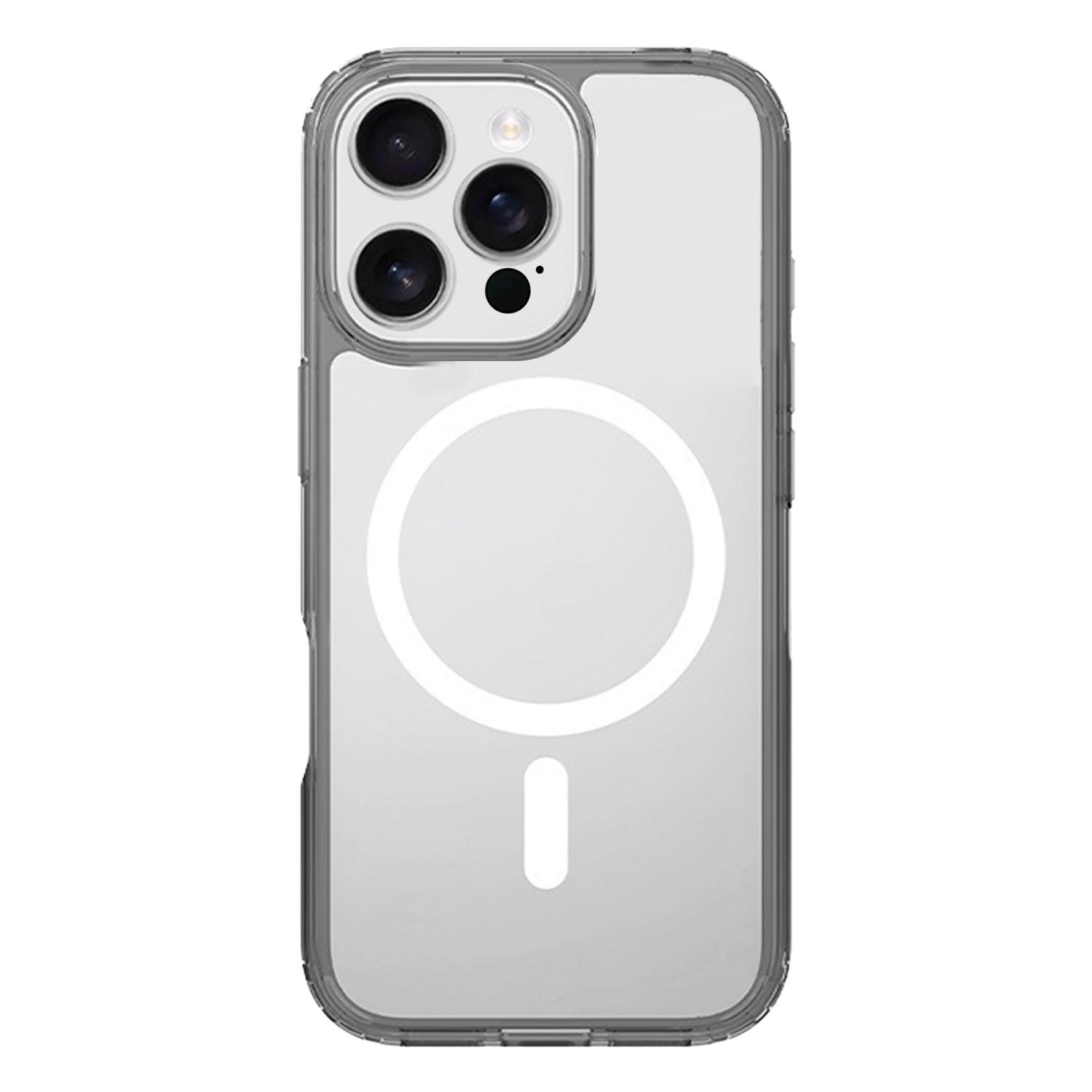 For iPhone 16 Pro Max Kalebol Clear MagSafe PC Hybrid TPU Shockproof Phone Case(Grey) - Shopkiz.com