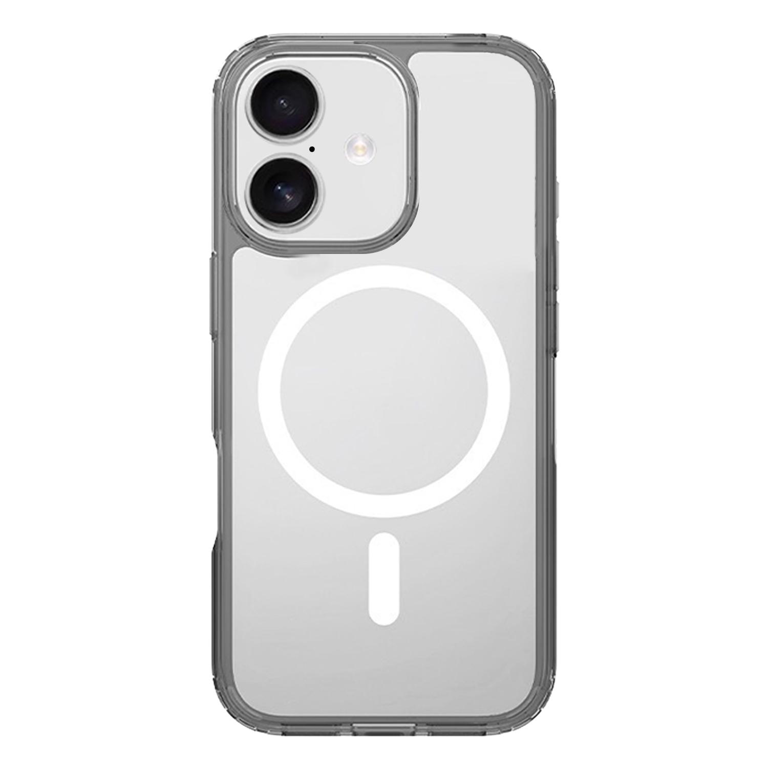 For iPhone 16 Plus Kalebol Clear MagSafe PC Hybrid TPU Shockproof Phone Case(Grey) - Shopkiz.com