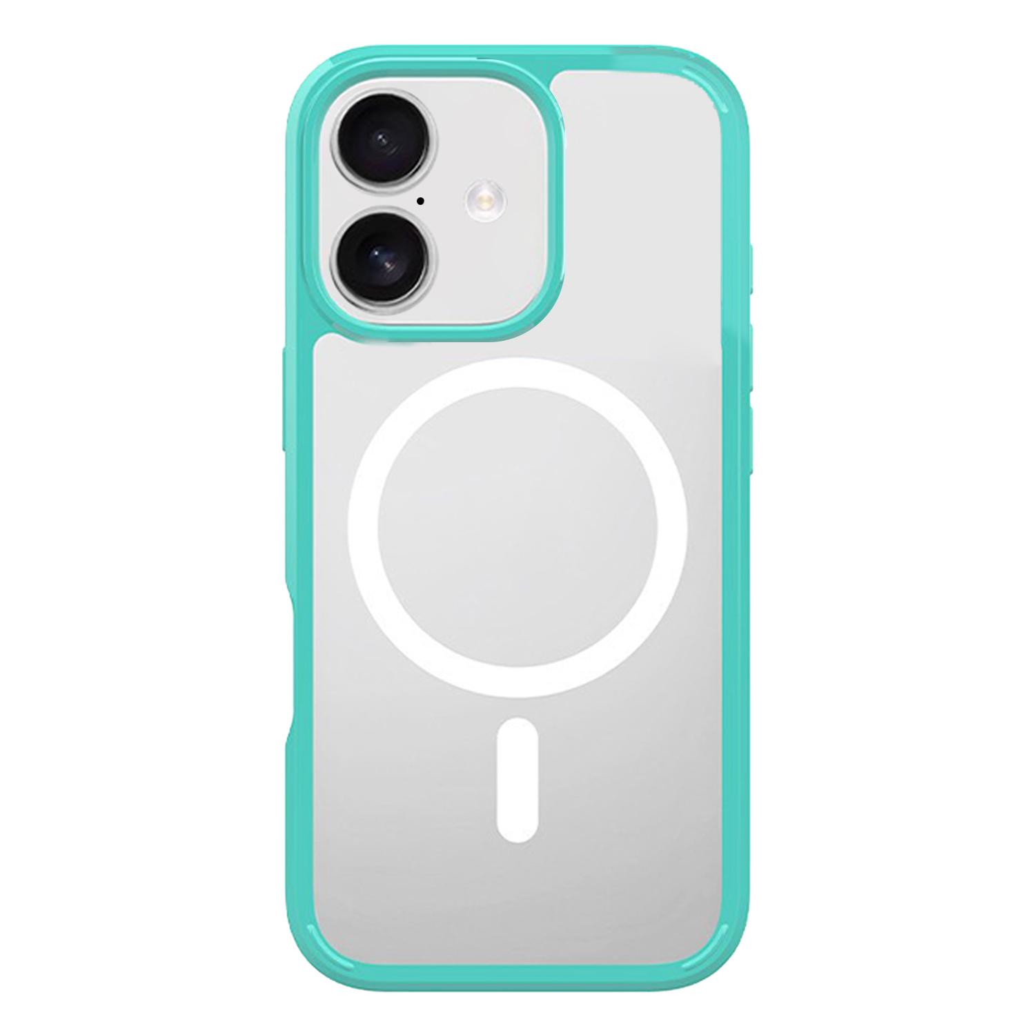 For iPhone 16 Plus Kalebol Clear MagSafe PC Hybrid TPU Shockproof Phone Case(Green) - Shopkiz.com