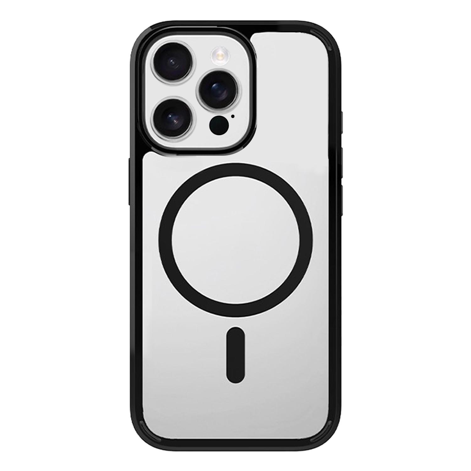For iPhone 15 Pro Max Kalebol Clear MagSafe PC Hybrid TPU Shockproof Phone Case(Black) - Shopkiz.com