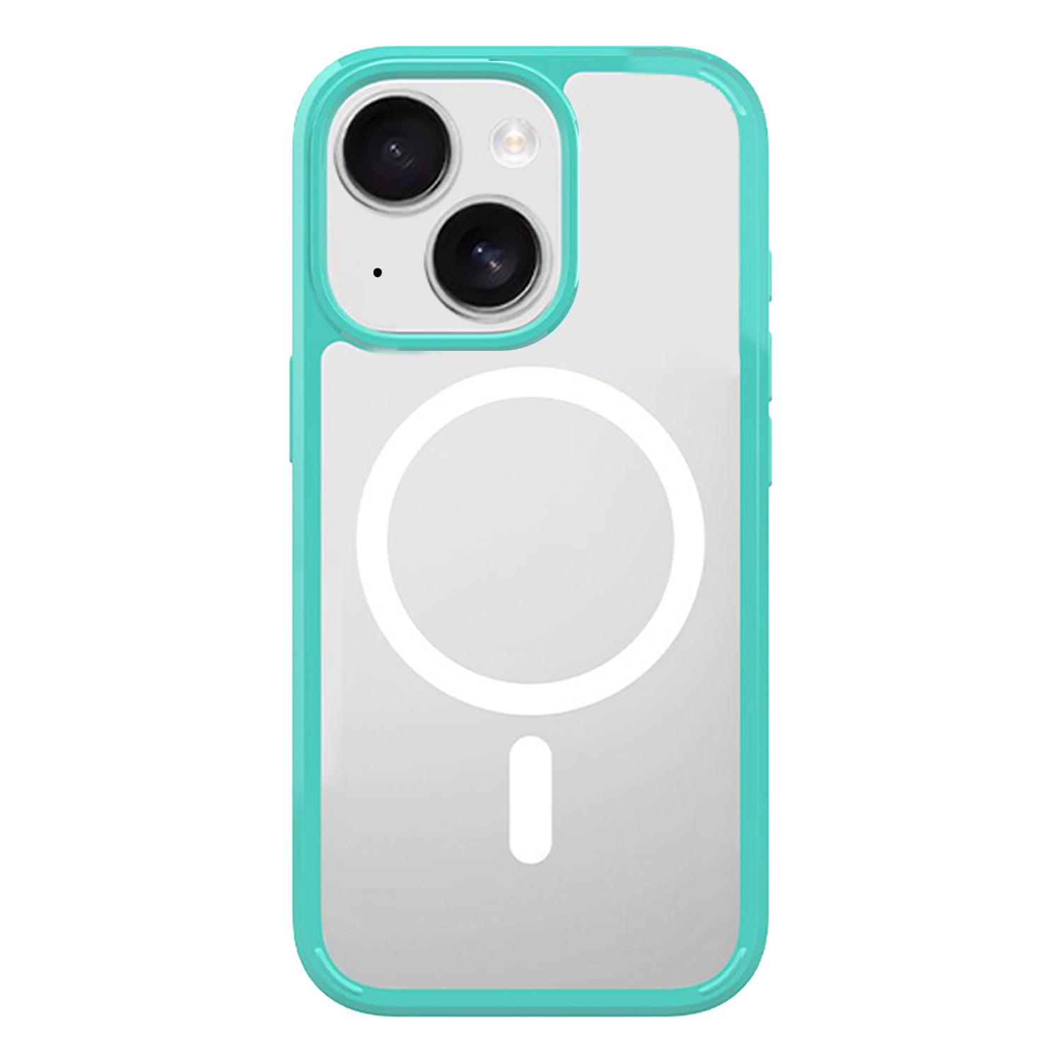 For iPhone 14 Plus Kalebol Clear MagSafe PC Hybrid TPU Shockproof Phone Case(Green) - Shopkiz.com