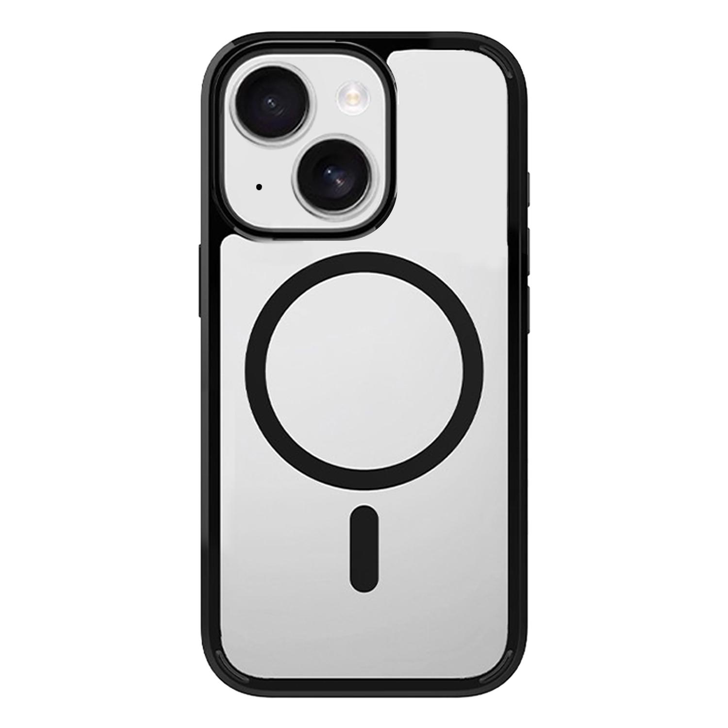 For iPhone 14 Kalebol Clear MagSafe PC Hybrid TPU Shockproof Phone Case(Black) - Shopkiz.com