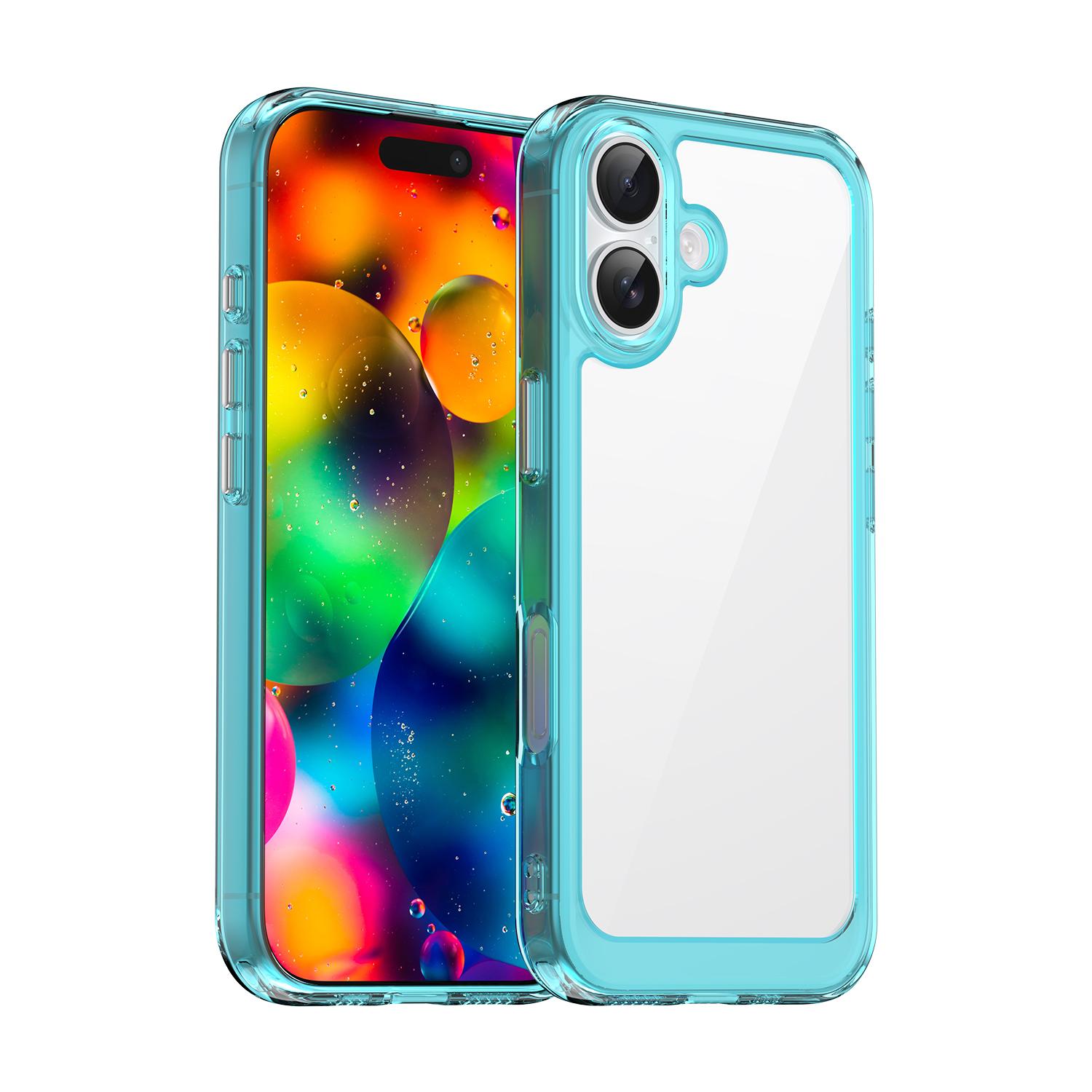 For iPhone 17 Colorful Series Acrylic + TPU Phone Case(Transparent Blue) - Shopkiz.com