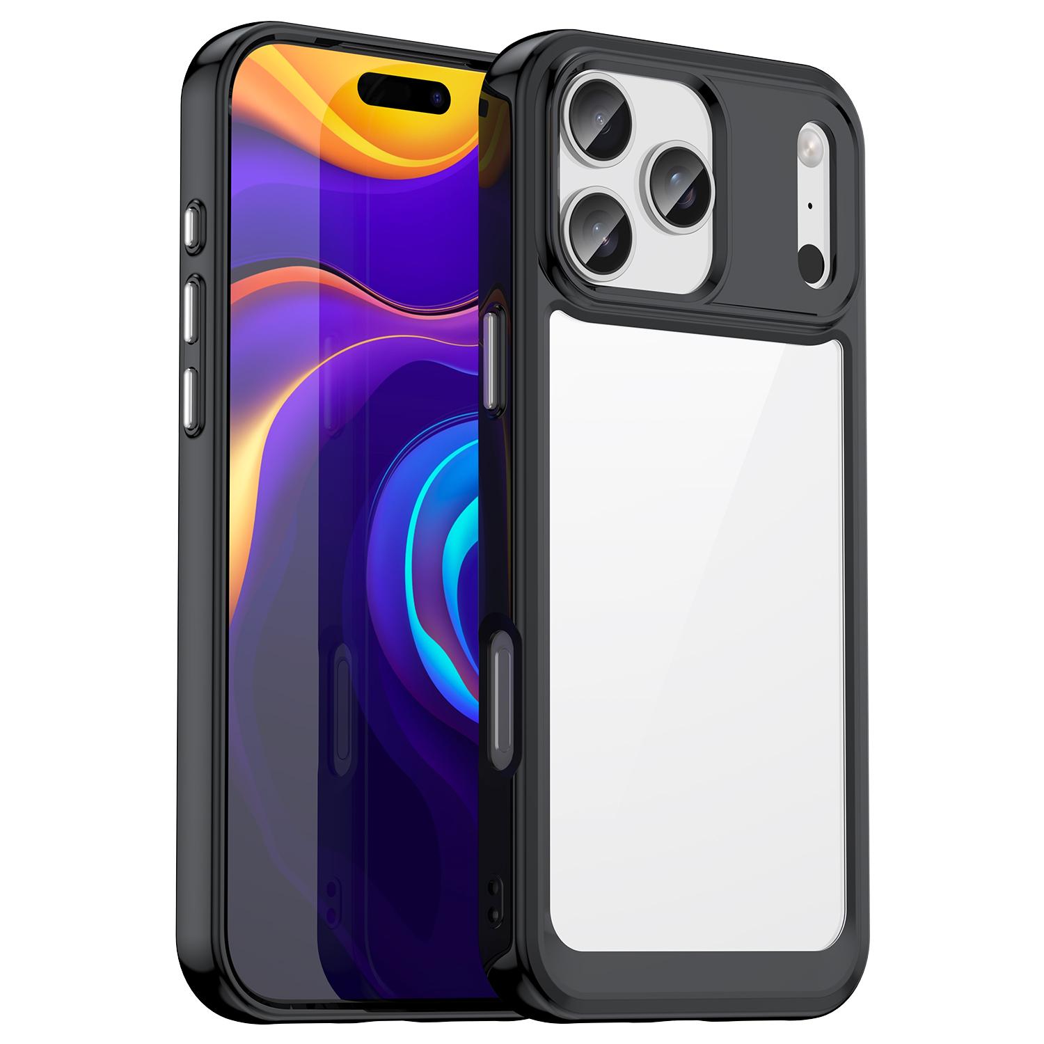 For iPhone 18 Pro Max Colorful Series Acrylic + TPU Phone Case(Black) - Shopkiz.com