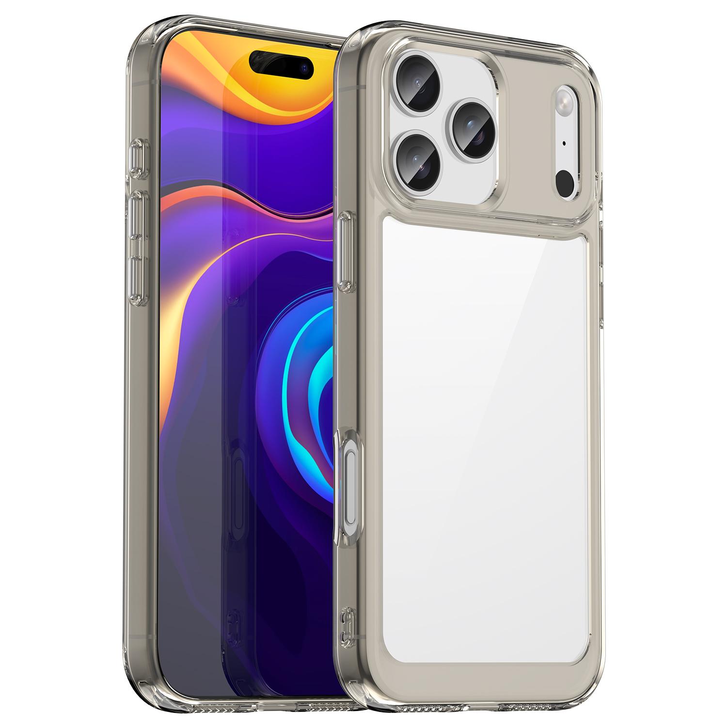 For iPhone 18 Pro Max Colorful Series Acrylic + TPU Phone Case(Transparent Grey) - Shopkiz.com