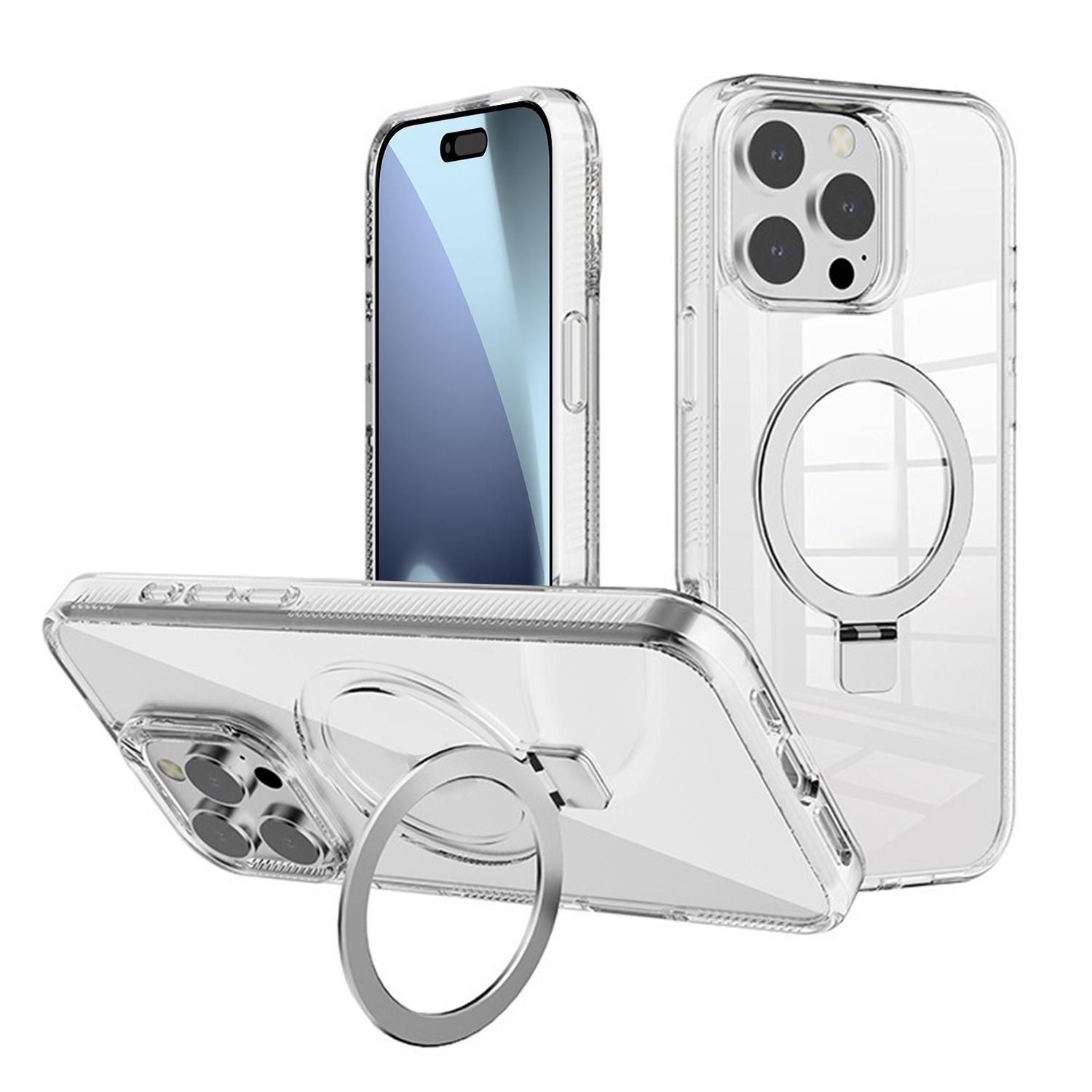 For iPhone 17 Pro Kalebol MagSafe Holder Simple Clear TPU Phone Case(Transparent) - Shopkiz.com