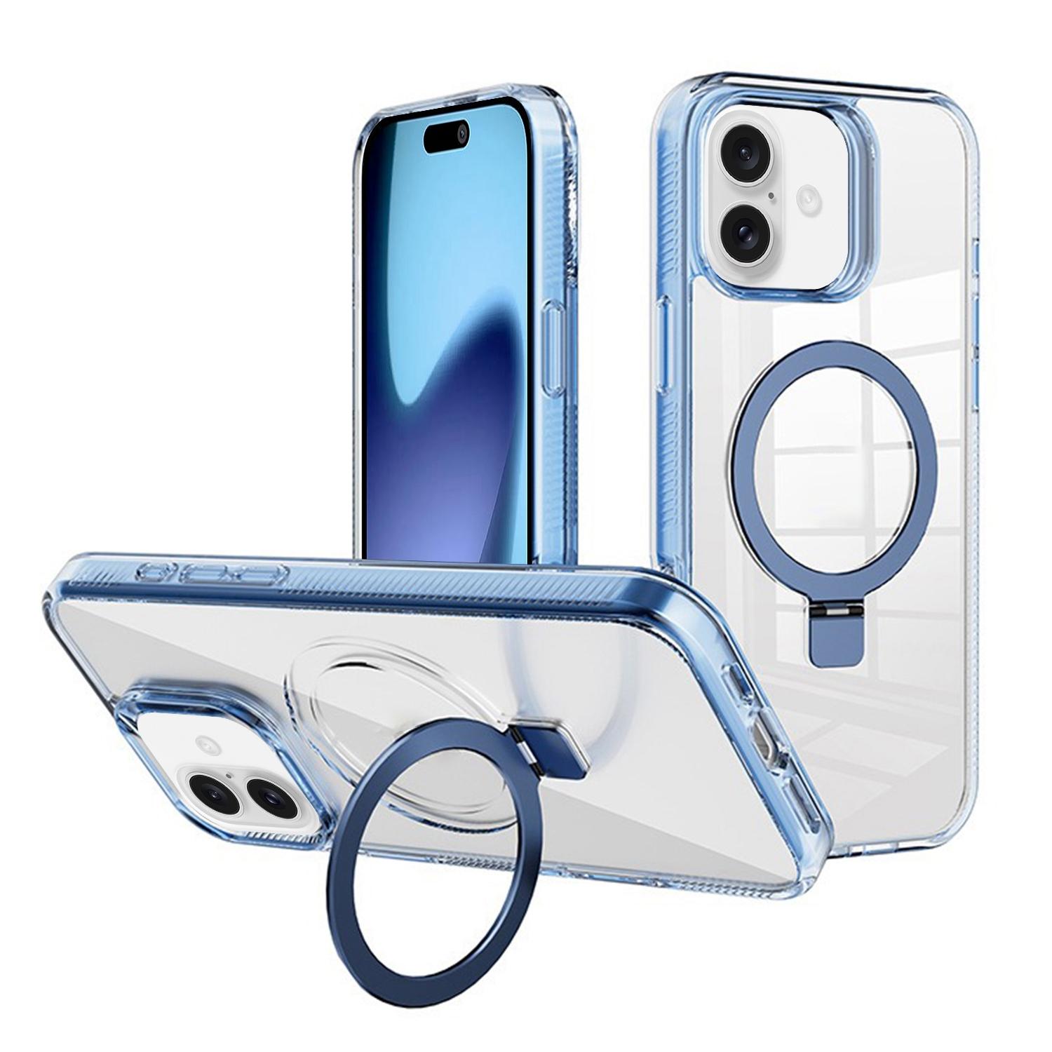 For iPhone 17 Kalebol MagSafe Holder Simple Clear TPU Phone Case(Blue) - Shopkiz.com