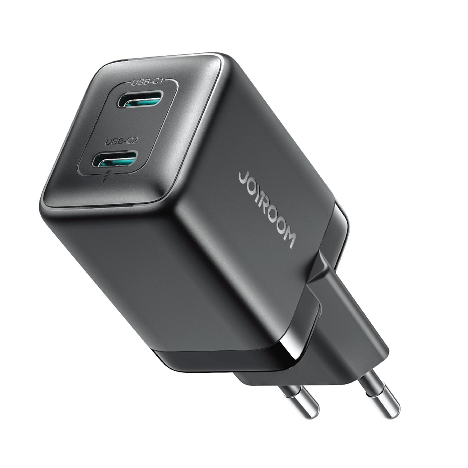 JOYROOM TCG17 45W GaN Dual USB-C / Type-C Port Mini Charger, Plug:EU Plug(Black) - Shopkiz.com