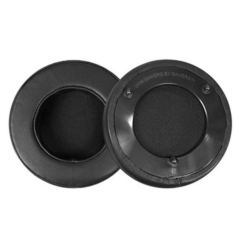 1 Pair Push Snap-on Replacement Earpads For Razer ManOWar 7.1, Material:Lambskin(Black) - Shopkiz.com