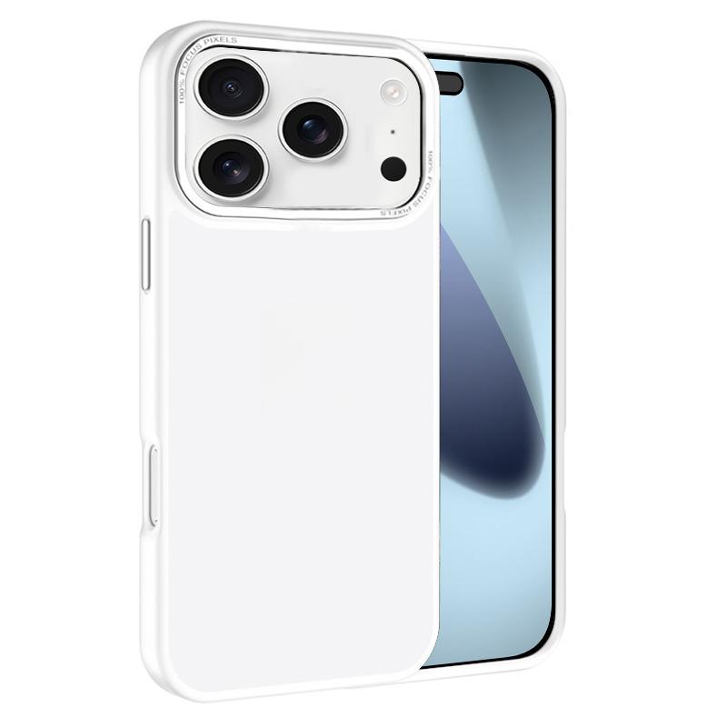 For iPhone 17 Pro Max Kalebol Metal Lens Frame Frosted PC Phone Case(Frosted White) - Shopkiz.com