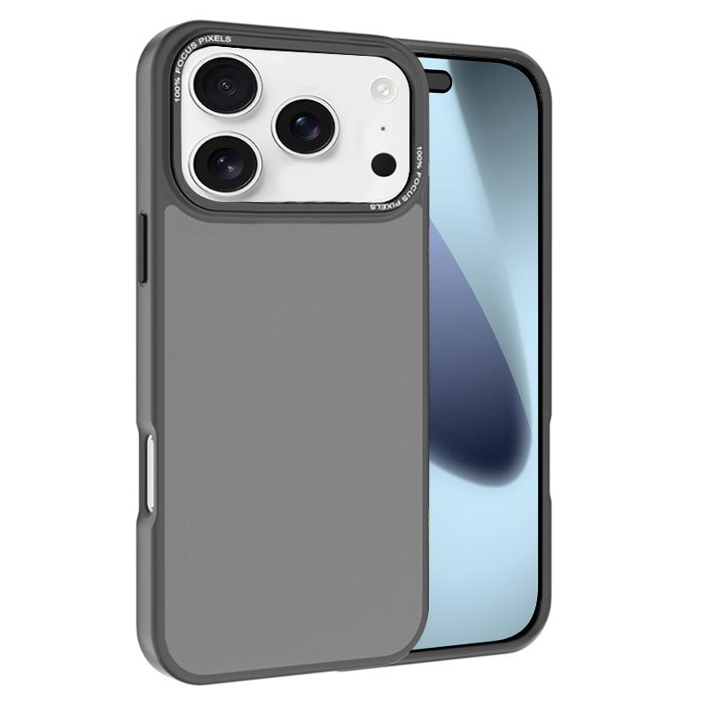 For iPhone 17 Pro Kalebol Metal Lens Frame Frosted PC Phone Case(Grey) - Shopkiz.com