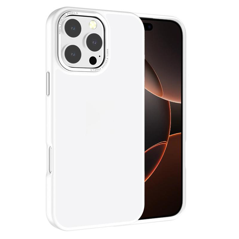 For iPhone 16 Pro Max Kalebol Metal Lens Frame Frosted PC Phone Case(Frosted White) - Shopkiz.com