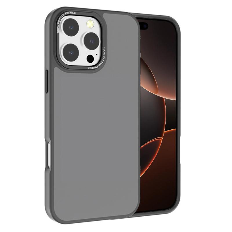For iPhone 16 Pro Kalebol Metal Lens Frame Frosted PC Phone Case(Grey) - Shopkiz.com