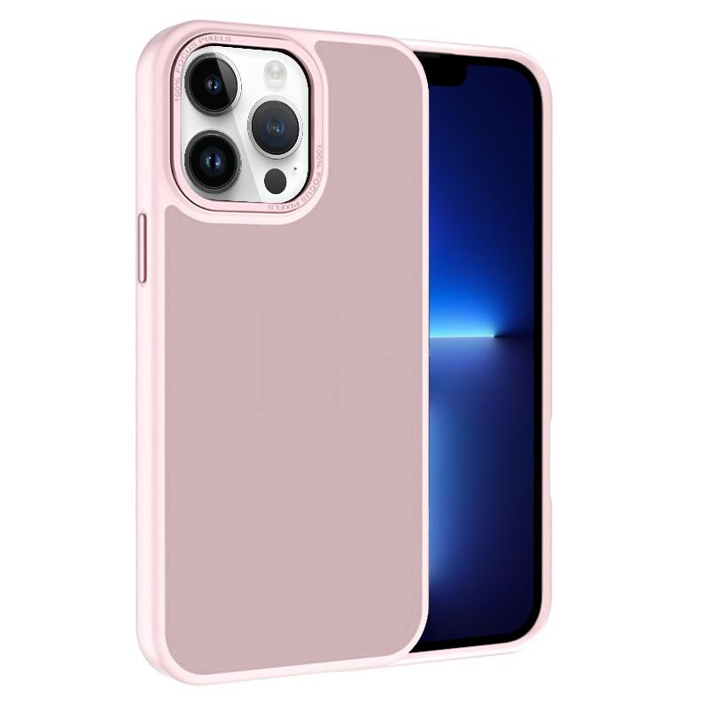 For iPhone 13 Pro Kalebol Metal Lens Frame Frosted PC Phone Case(Pink) - Shopkiz.com