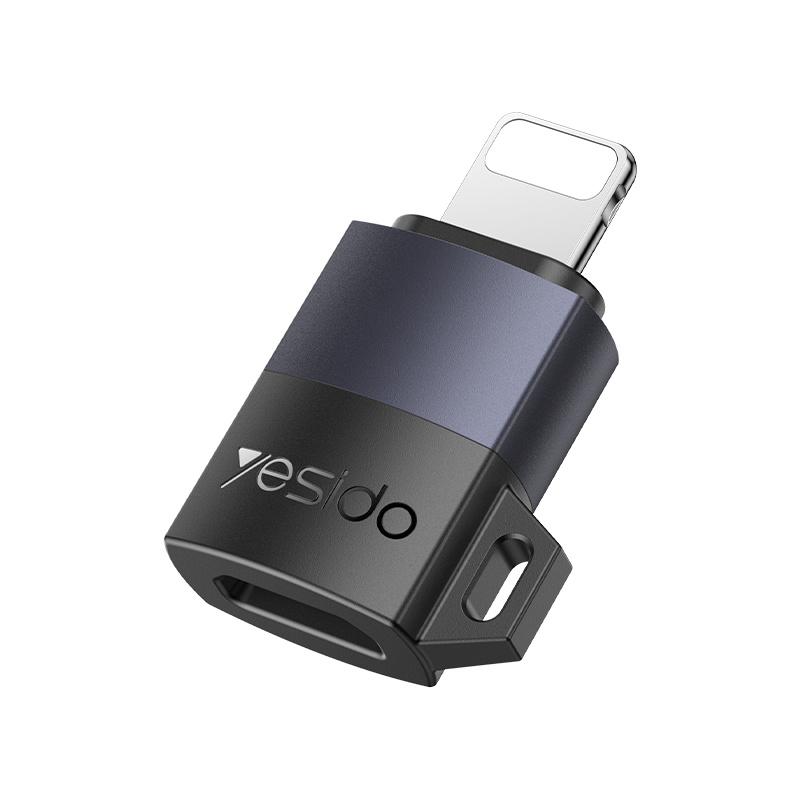 Yesido GS27 Type-C Female to 8 Pin Male Charging Adapter(Black) - Shopkiz.com