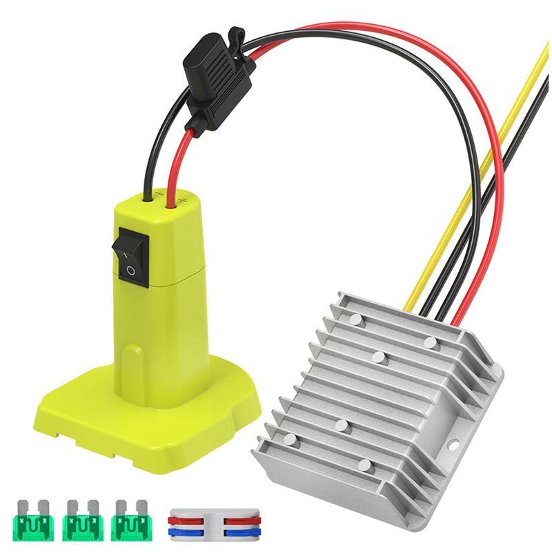 For RYOBI 18V Lithium Battery Battery Switch Button Adapter Converter With Fuses, Specifications:12V 15A Voltage Regulator - Shopkiz.com