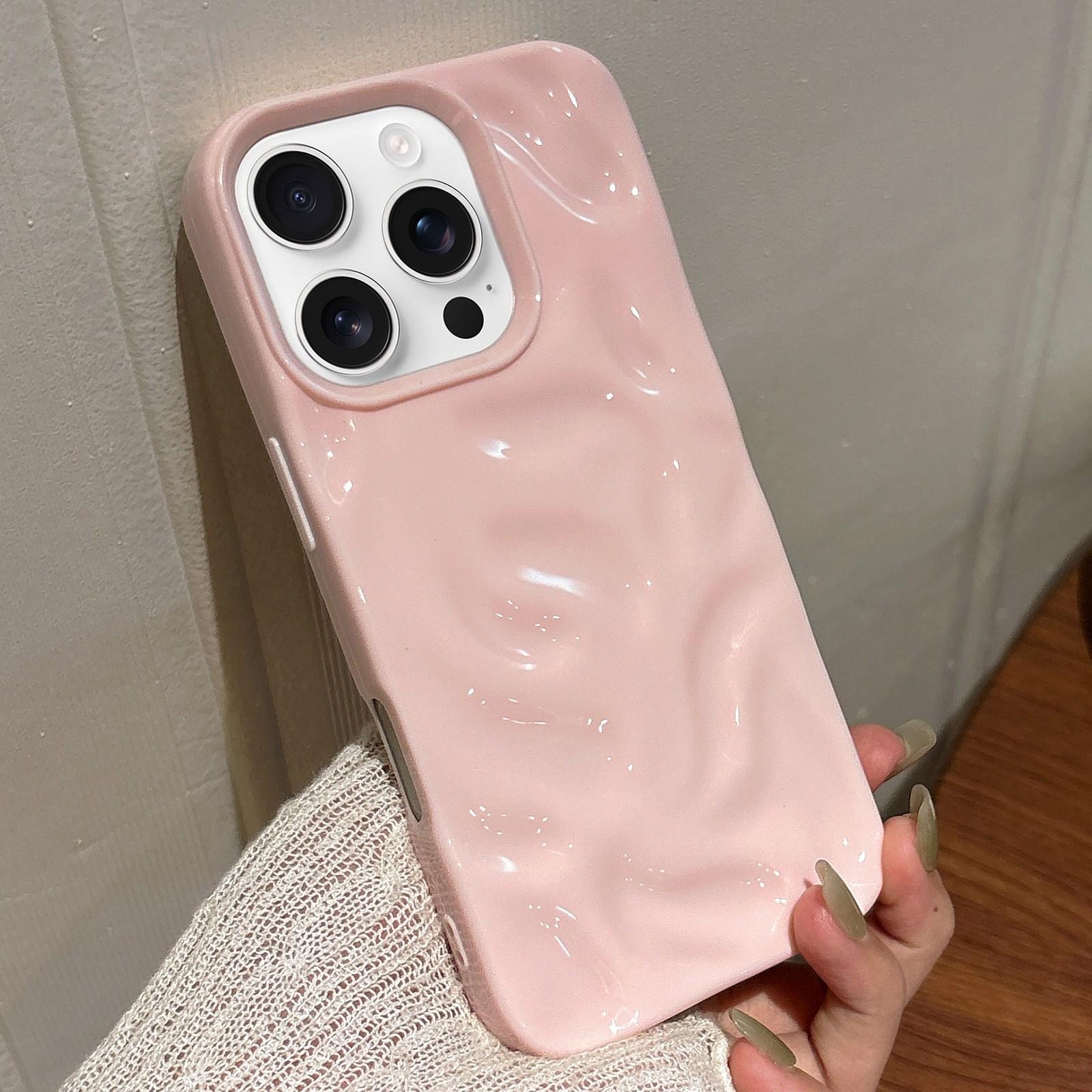 For iPhone 16 Pro Max Meteorite Texture Solid Color Glaze TPU Phone Case(Pink) - Shopkiz.com