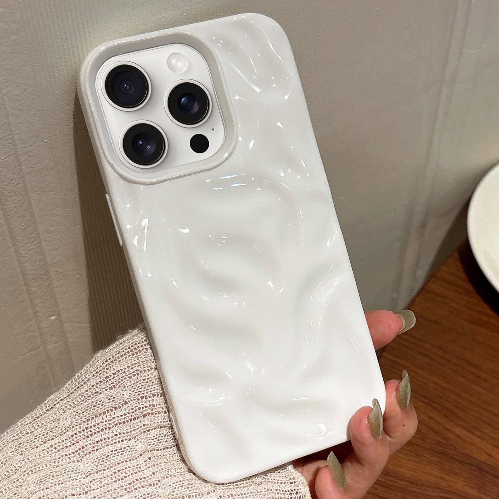 For iPhone 15 Pro Meteorite Texture Solid Color Glaze TPU Phone Case(White) - Shopkiz.com