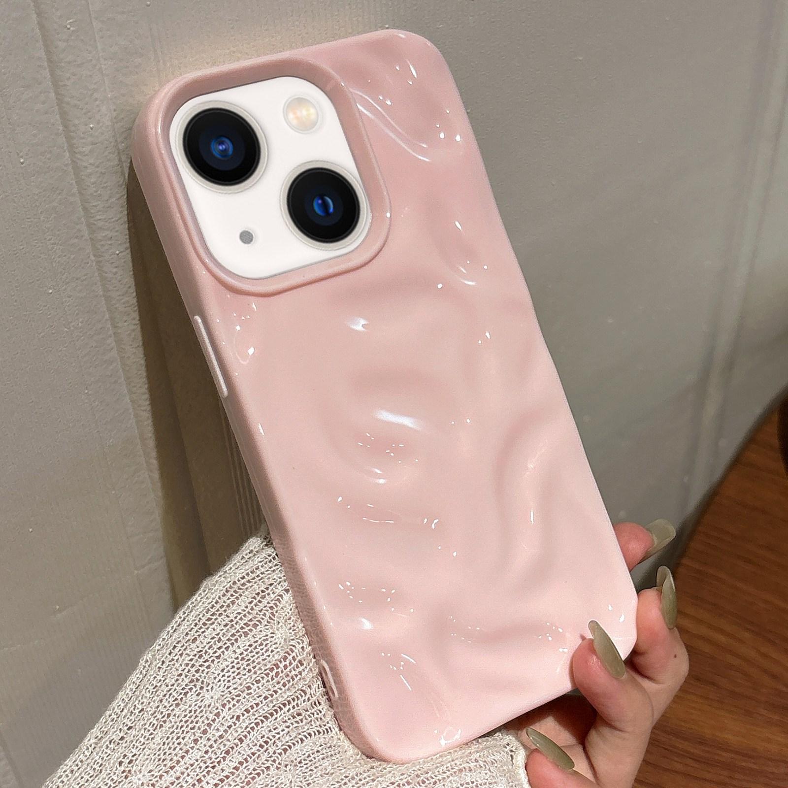 For iPhone 14 Meteorite Texture Solid Color Glaze TPU Phone Case(Pink) - Shopkiz.com