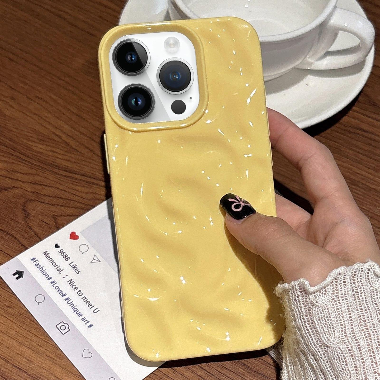For iPhone 12 Pro Meteorite Texture Solid Color Glaze TPU Phone Case(Yellow) - Shopkiz.com
