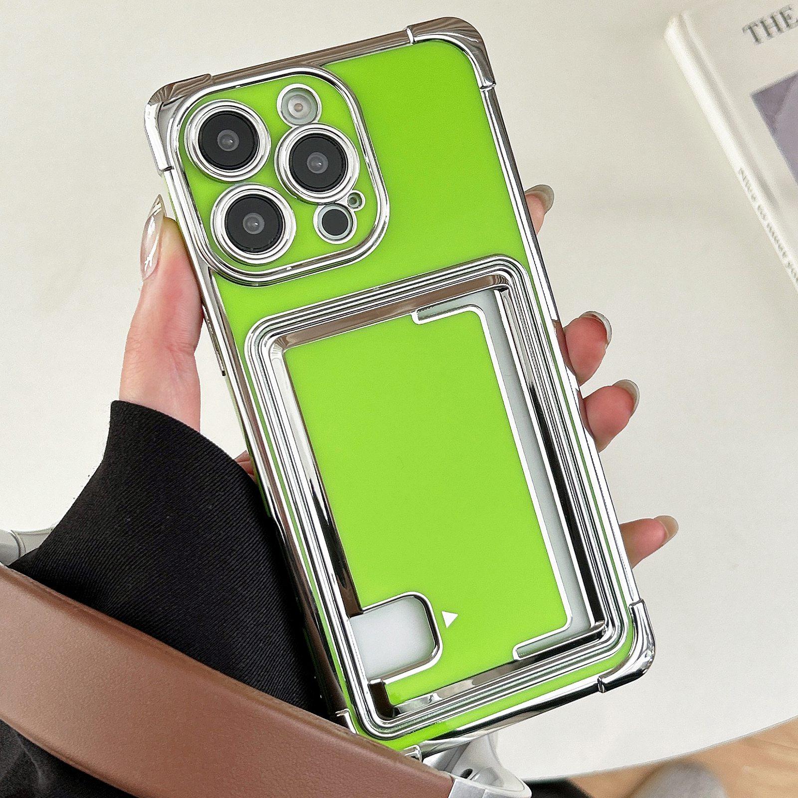 For iPhone 16 Pro Max Side Insert Card Slot Electroplated TPU Phone Case(Green) - Shopkiz.com