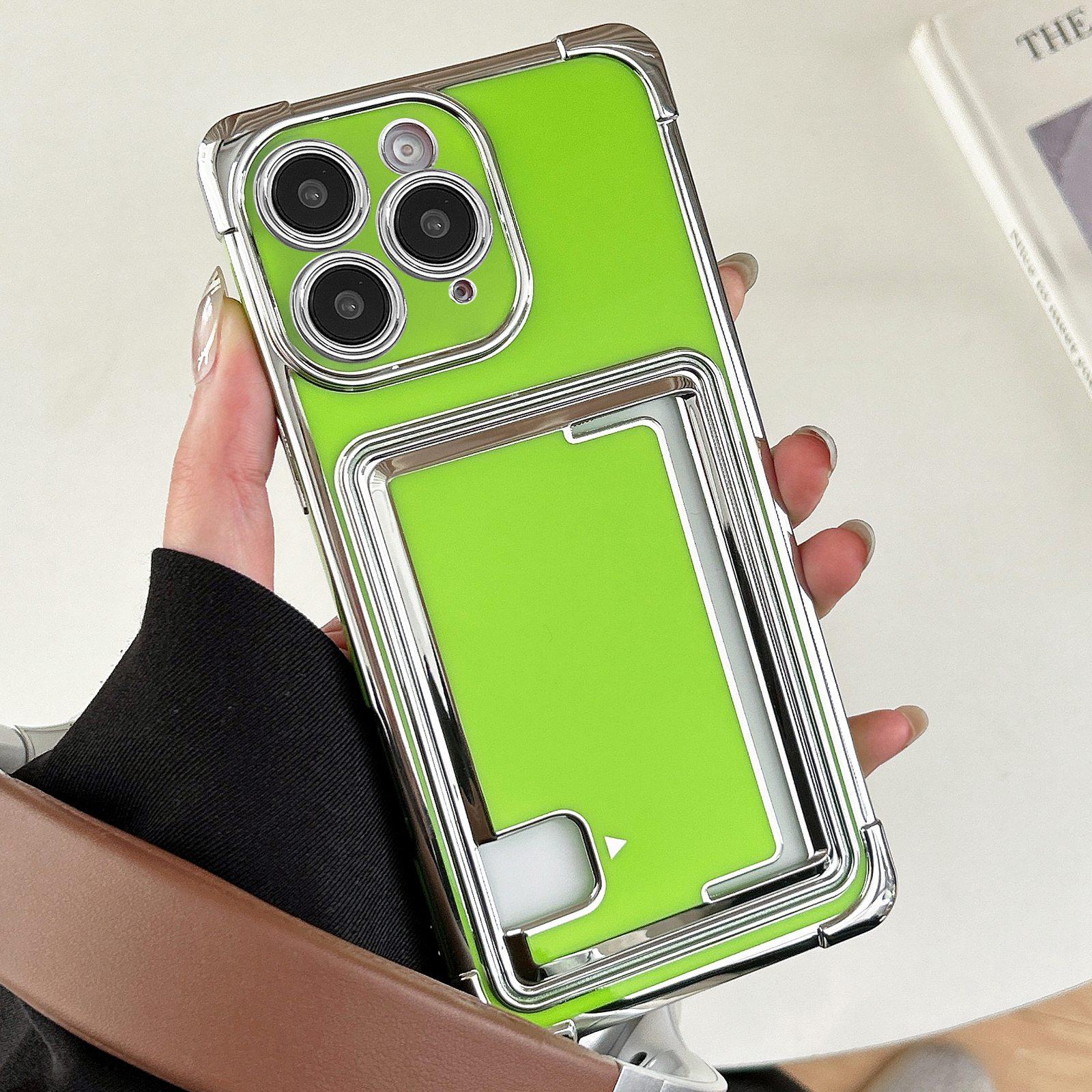 For iPhone 11 Pro Max Side Insert Card Slot Electroplated TPU Phone Case(Green) - Shopkiz.com