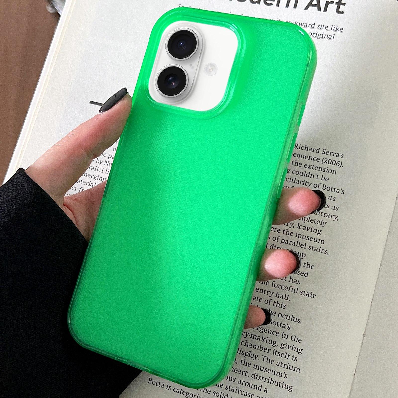 For iPhone 16 Plus Transparent Comfortable Frosted TPU Phone Case(Green) - Shopkiz.com