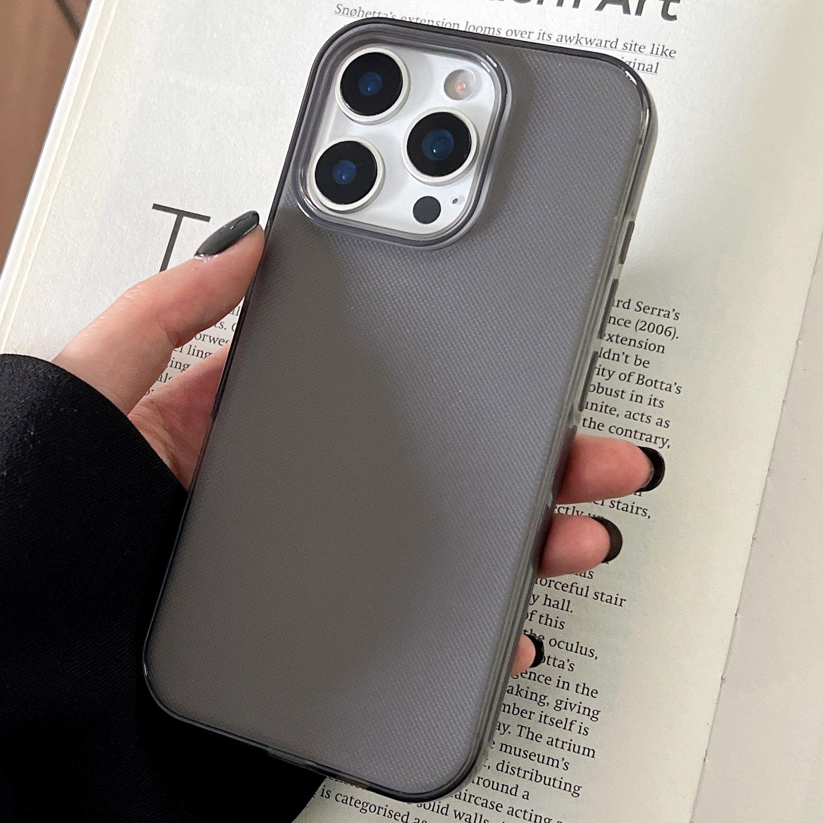 For iPhone 15 Pro Max Transparent Comfortable Frosted TPU Phone Case(Black) - Shopkiz.com