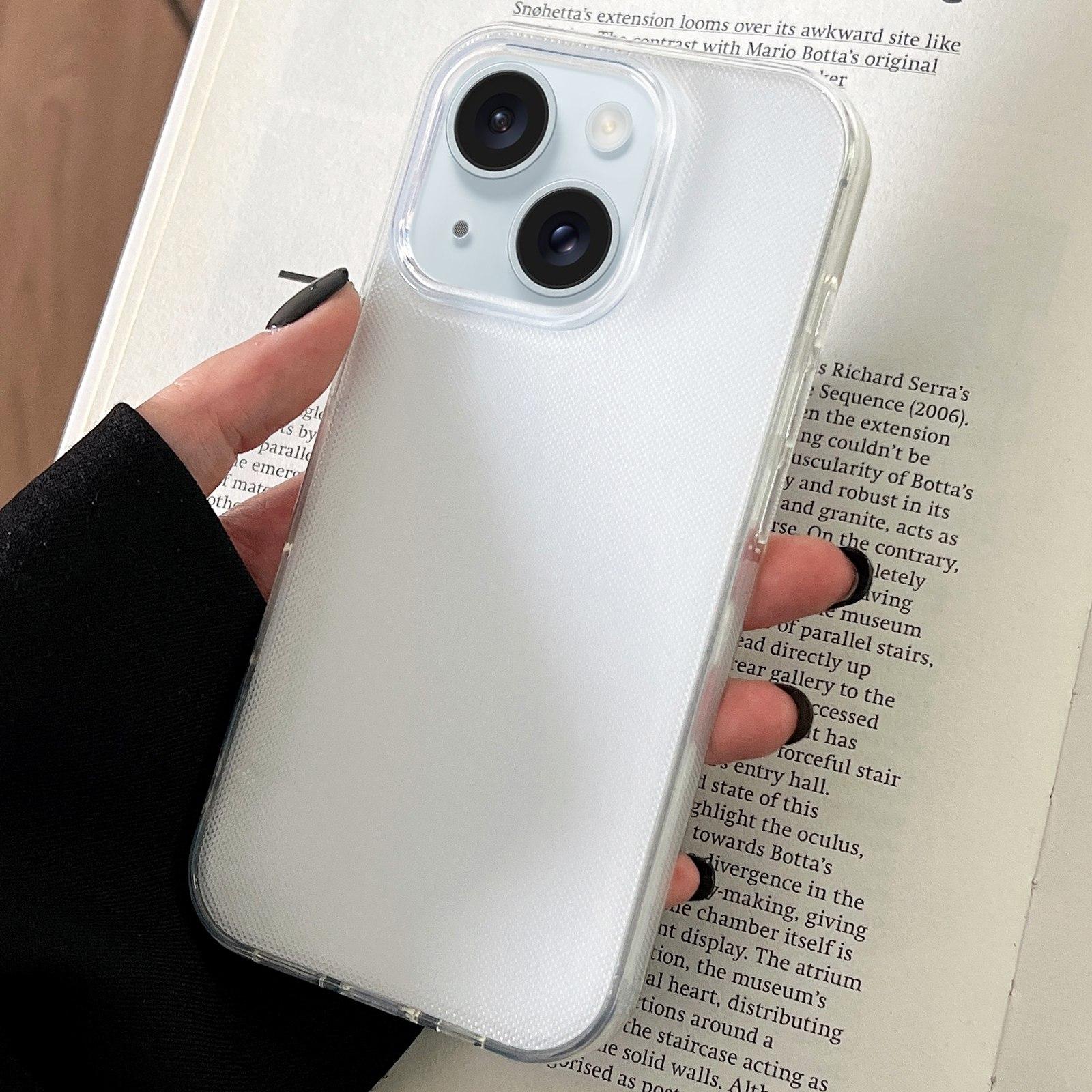 For iPhone 15 Plus Transparent Comfortable Frosted TPU Phone Case(White) - Shopkiz.com