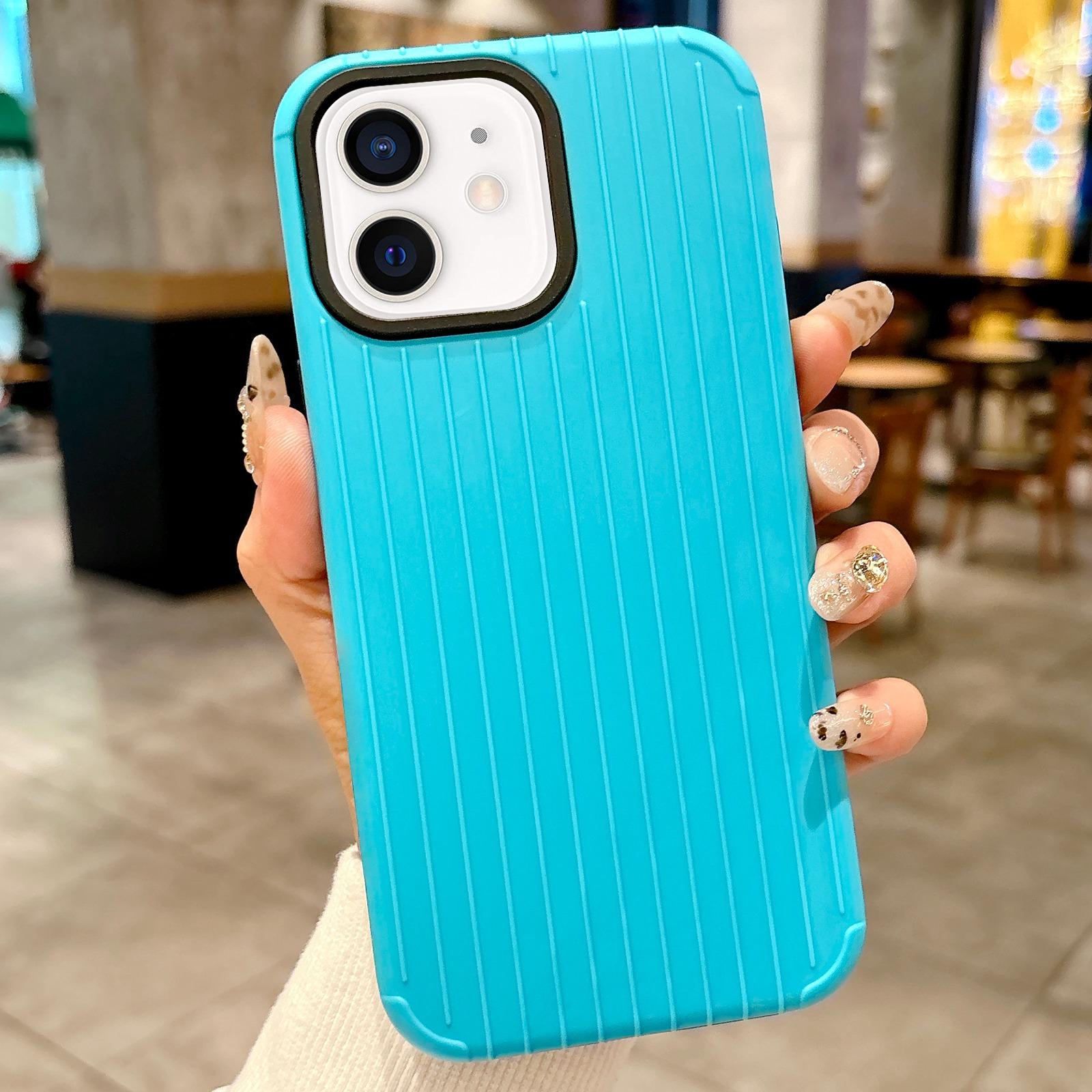 For iPhone 12 Luggage-Inspired Design MagSafe Full Coverage Phone Case(Light Blue) - Shopkiz.com
