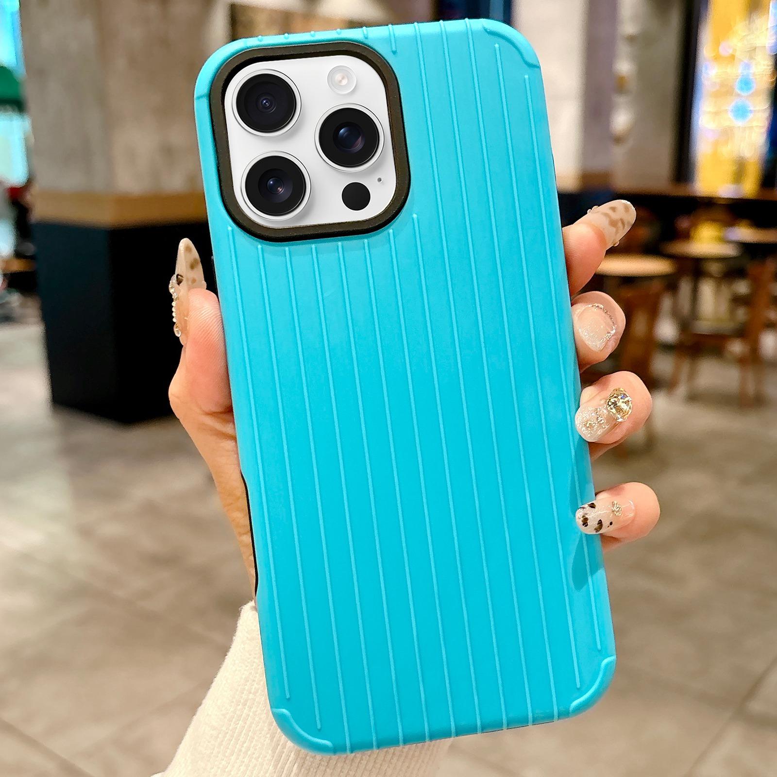 For iPhone 16 Pro Max Luggage-Inspired Design MagSafe Full Coverage Phone Case(Light Blue) - Shopkiz.com
