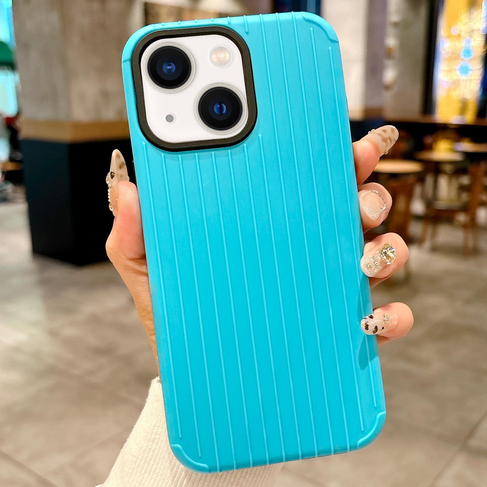 For iPhone 14 Plus Luggage-Inspired Design MagSafe Full Coverage Phone Case(Light Blue) - Shopkiz.com