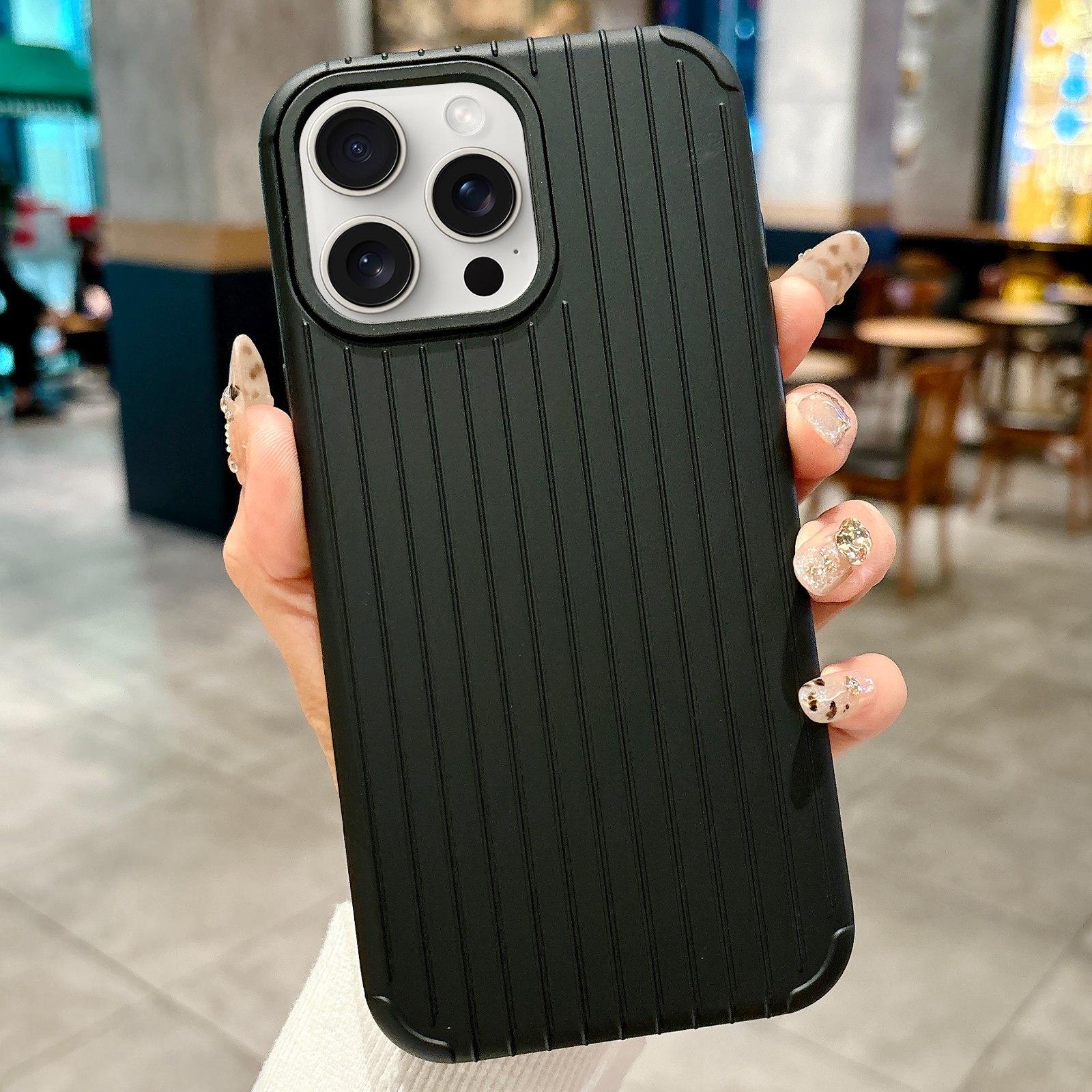 For iPhone 12 Pro Max Luggage-Inspired Design MagSafe Full Coverage Phone Case(Black) - Shopkiz.com