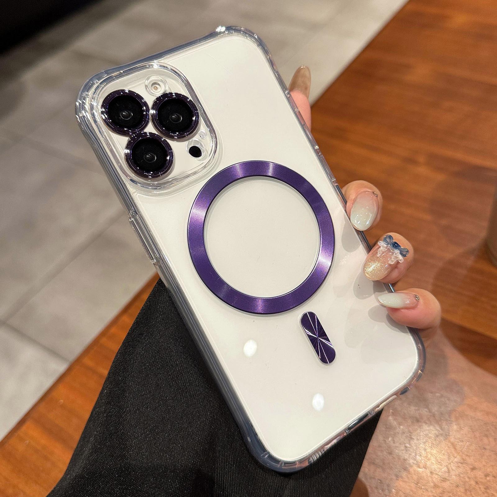 For iPhone 15 Pro Transparent Acrylic MagSafe Phone Case(Purple) - Shopkiz.com