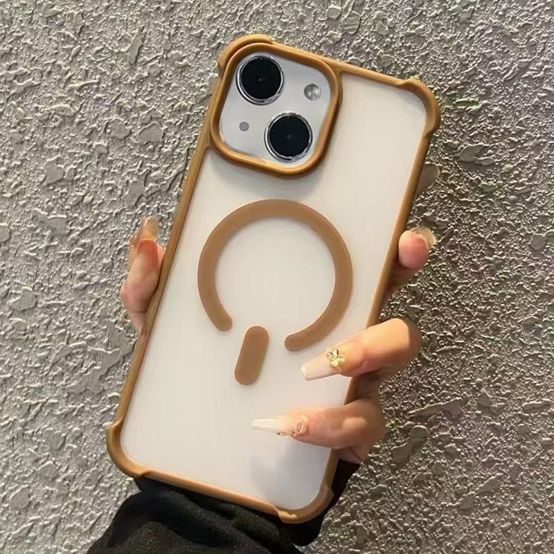 For iPhone 15 Plus Semi-transparent Skin Feel Frosted MagSafe Phone Case(Brown) - Shopkiz.com