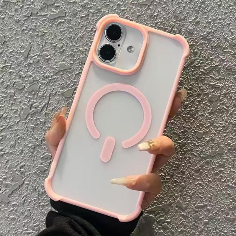 For iPhone 16 Plus Semi-transparent Skin Feel Frosted MagSafe Phone Case(Pink) - Shopkiz.com