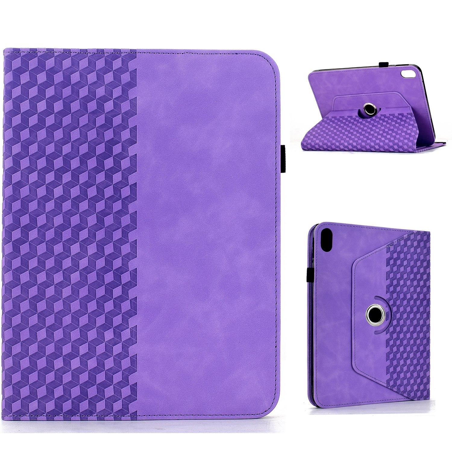 For iPad 2025 / 2022 Rotatable Rhombus Embossed Smart Leather Tablet Case(Purple) - Shopkiz.com