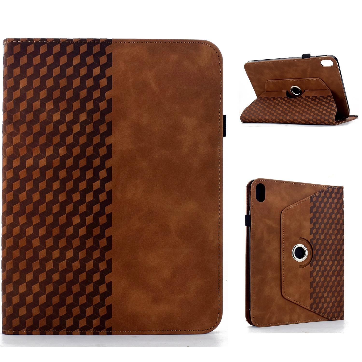 For iPad 9.7 2018 / 2017 / Air 2 / 1 Rotatable Rhombus Embossed Smart Leather Tablet Case(Brown) - Shopkiz.com