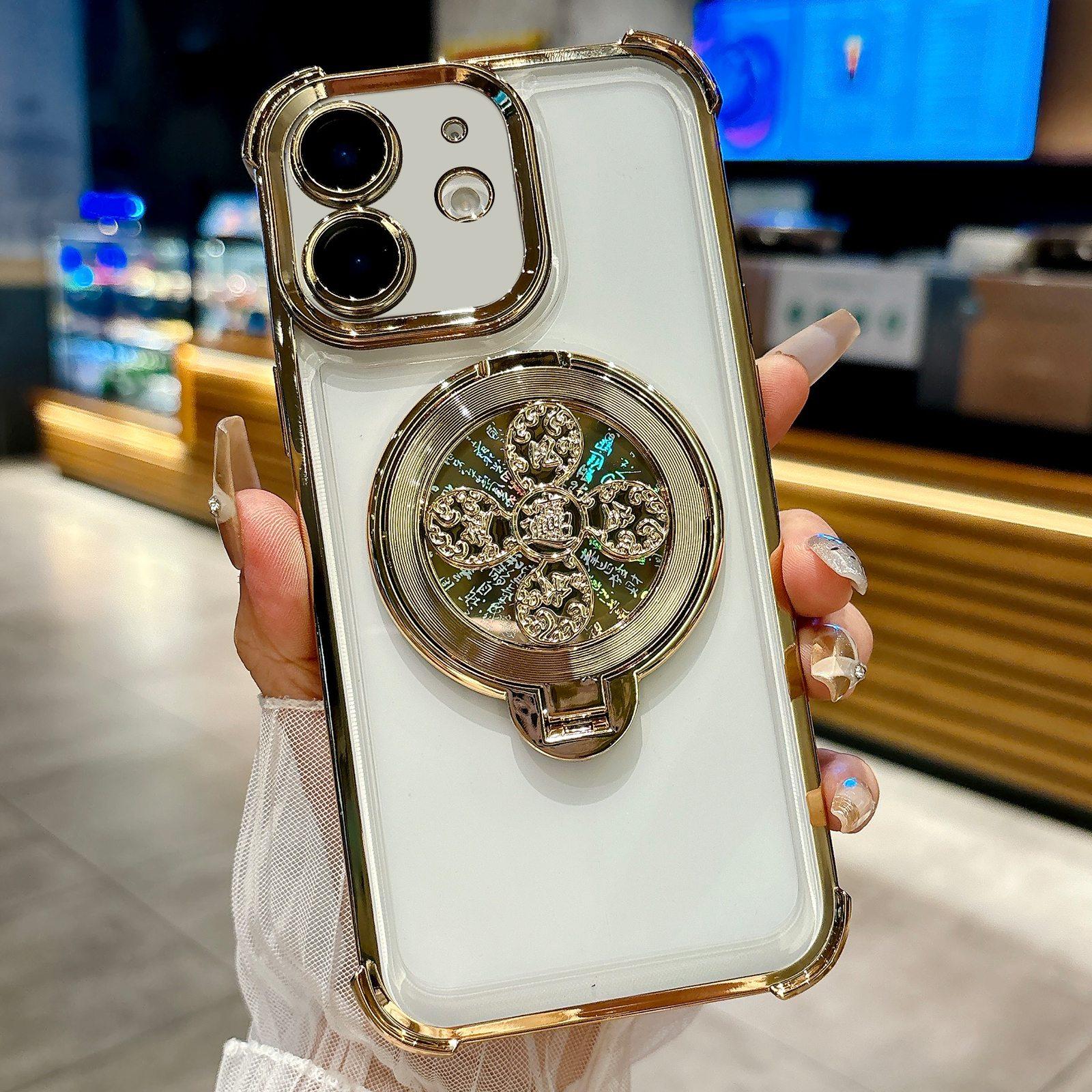 For iPhone 11 Spinning Top Holder Phone Case(Gold) - Shopkiz.com