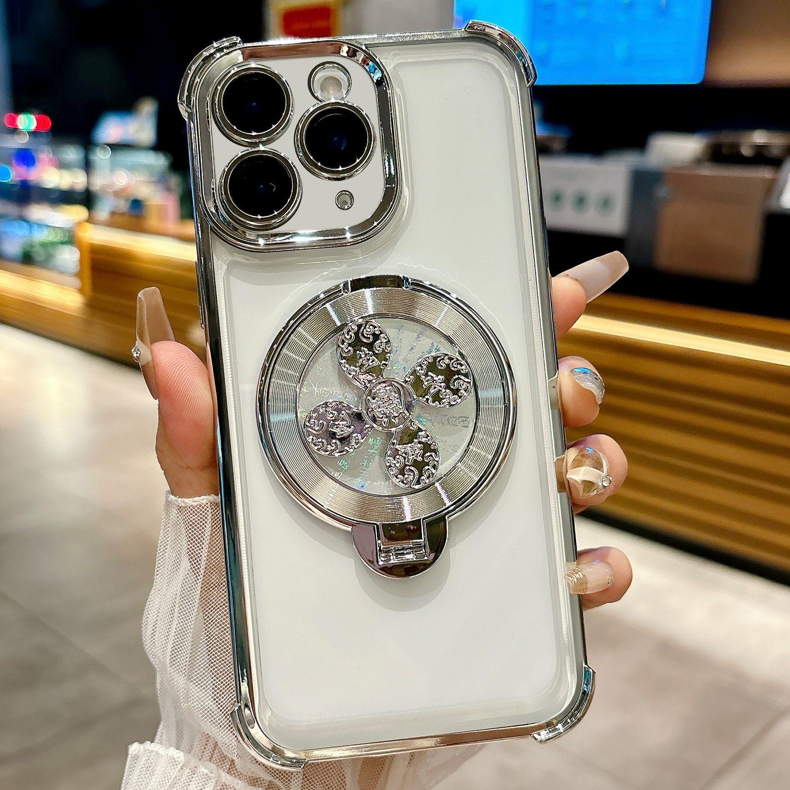 For iPhone 11 Pro Max Spinning Top Holder Phone Case(Silver) - Shopkiz.com