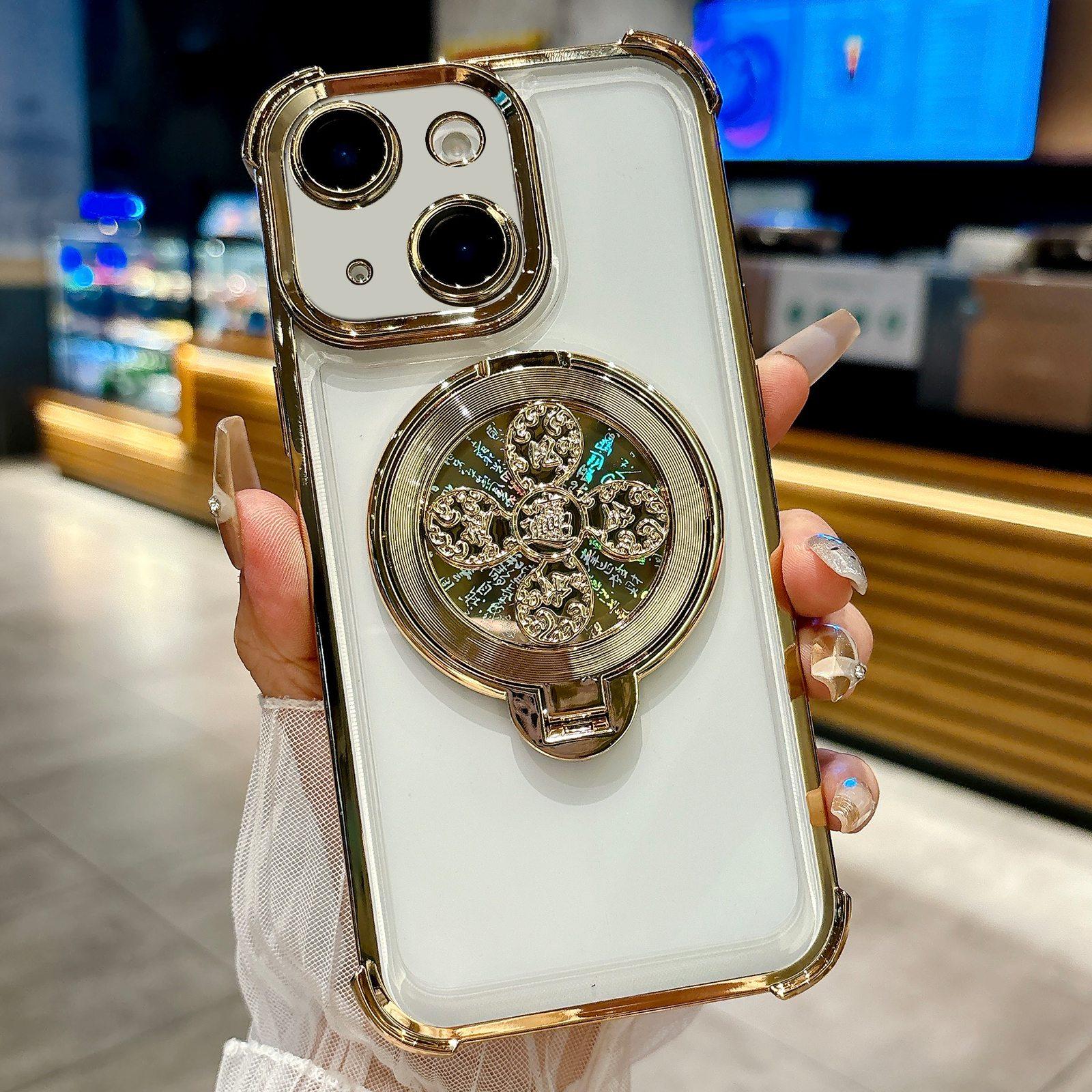 For iPhone 13 Spinning Top Holder Phone Case(Gold) - Shopkiz.com