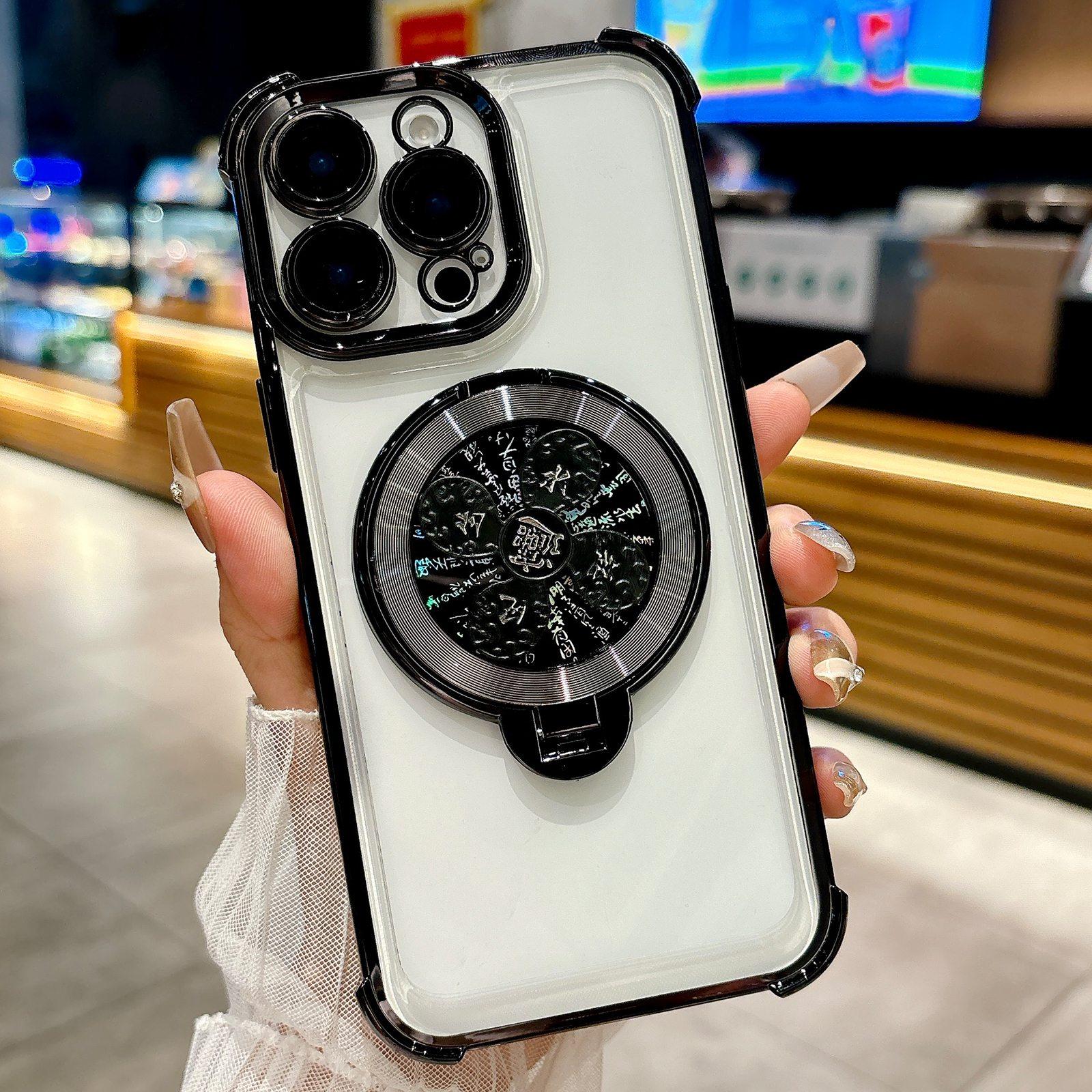 For iPhone 13 Pro Spinning Top Holder Phone Case(Black) - Shopkiz.com