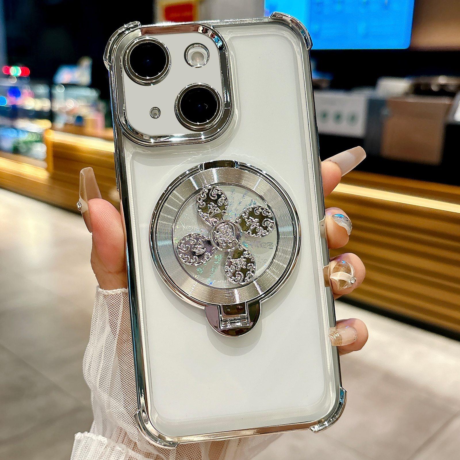 For iPhone 14 Spinning Top Holder Phone Case(Silver) - Shopkiz.com